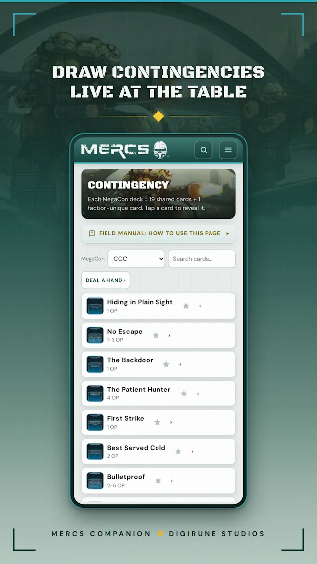 Draw contingencies live at the table