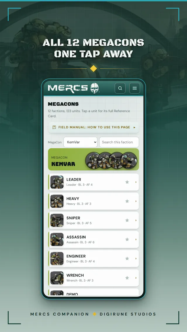 All 12 MegaCons, one tap away