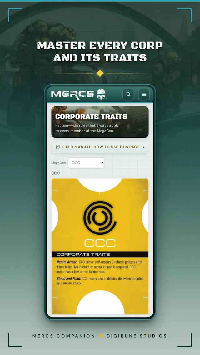 Master every corp and its traits